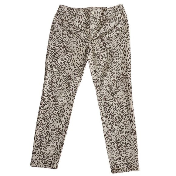 White House Black Market Pants - WHITE HOUSE BLACK MARKET The Skinny Crop Jeans Size 4P Beige Brown Animal Print